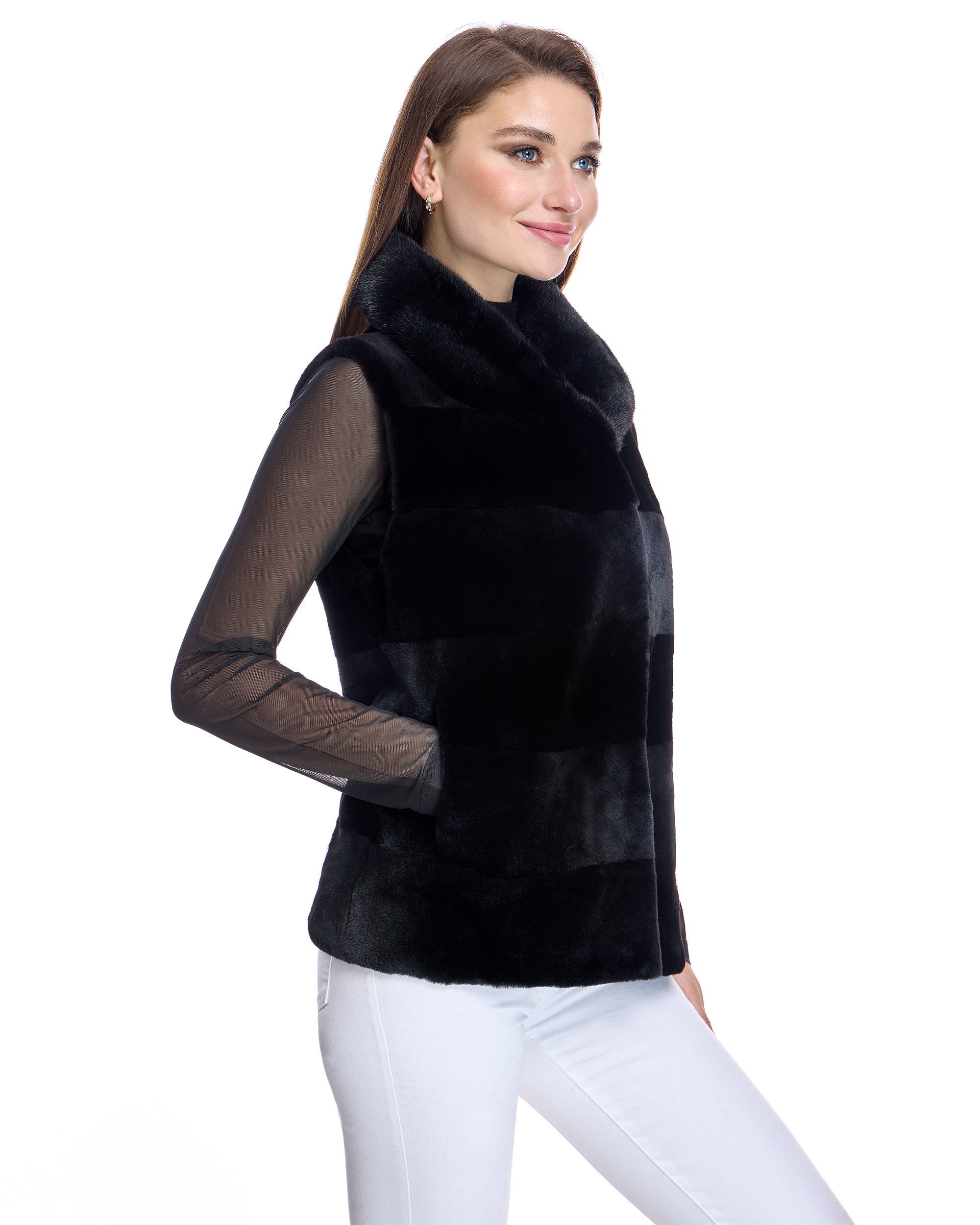 Horizontal Sheared Mink Vest