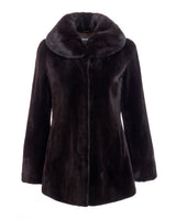 Sheared Mink Jacket with Round Long Hair mink Collar