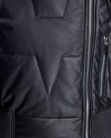 Leather Bomber Jacket With Silver Fox Collar
