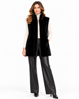 Maximilian 30" Black Sheared Mink Vest with Mink Stand Collar