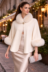 Cashmere Capelet with Fox Fur Collar and Cuffs