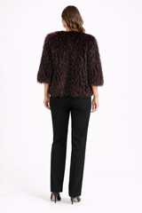 Claret Dyed Silver Fox Collarless Bolero- 22"