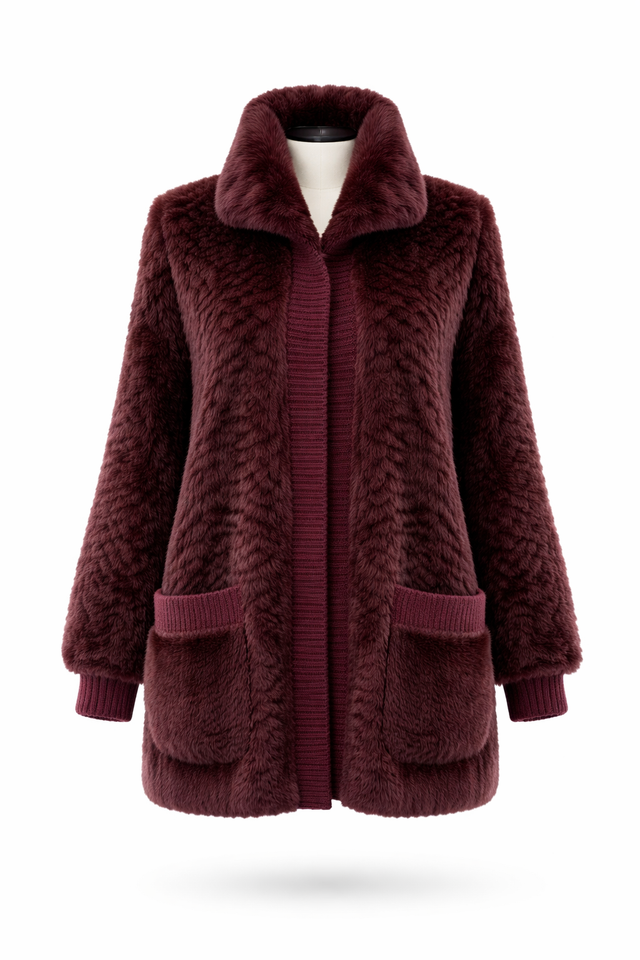 Archive & Vintage Wine Mink "Air Light" Sweater fur Jacket