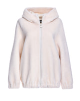 Julia & Stella by Maximilian Cream Lamb’s Wool Hooded Jacket - Maximilian