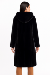 39" Dyed Sheared Mink Reversible Coat with Hood
