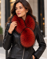 Maximilian 3.5 "x41" Red Dyed Finnish Raccoon Pull-Through Scarf
