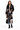 Black Shearling Lamb Geometric Coat with Brown Inserts