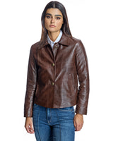 Croc Stamped Leather Jacket-Maximilian