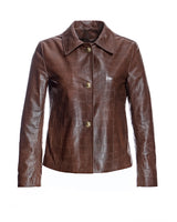 Croc Stamped Leather Jacket-Maximilian