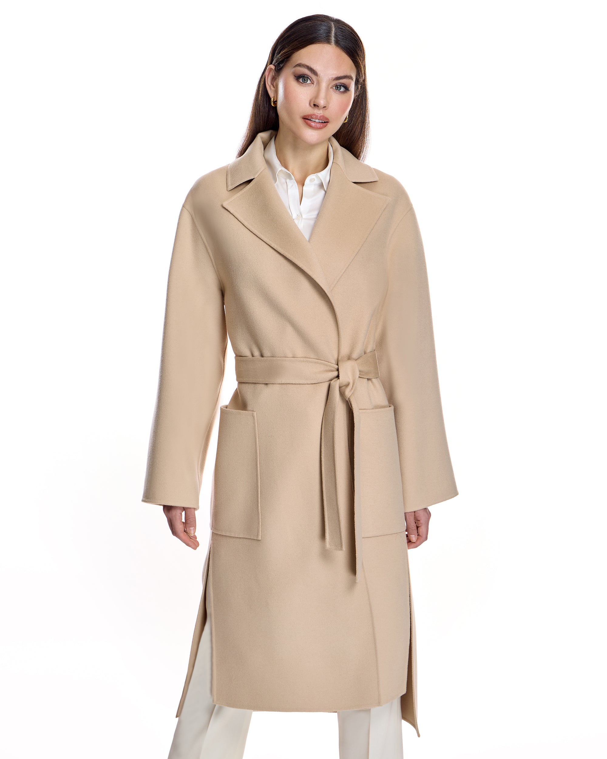Wool blend Belted Trench Coat