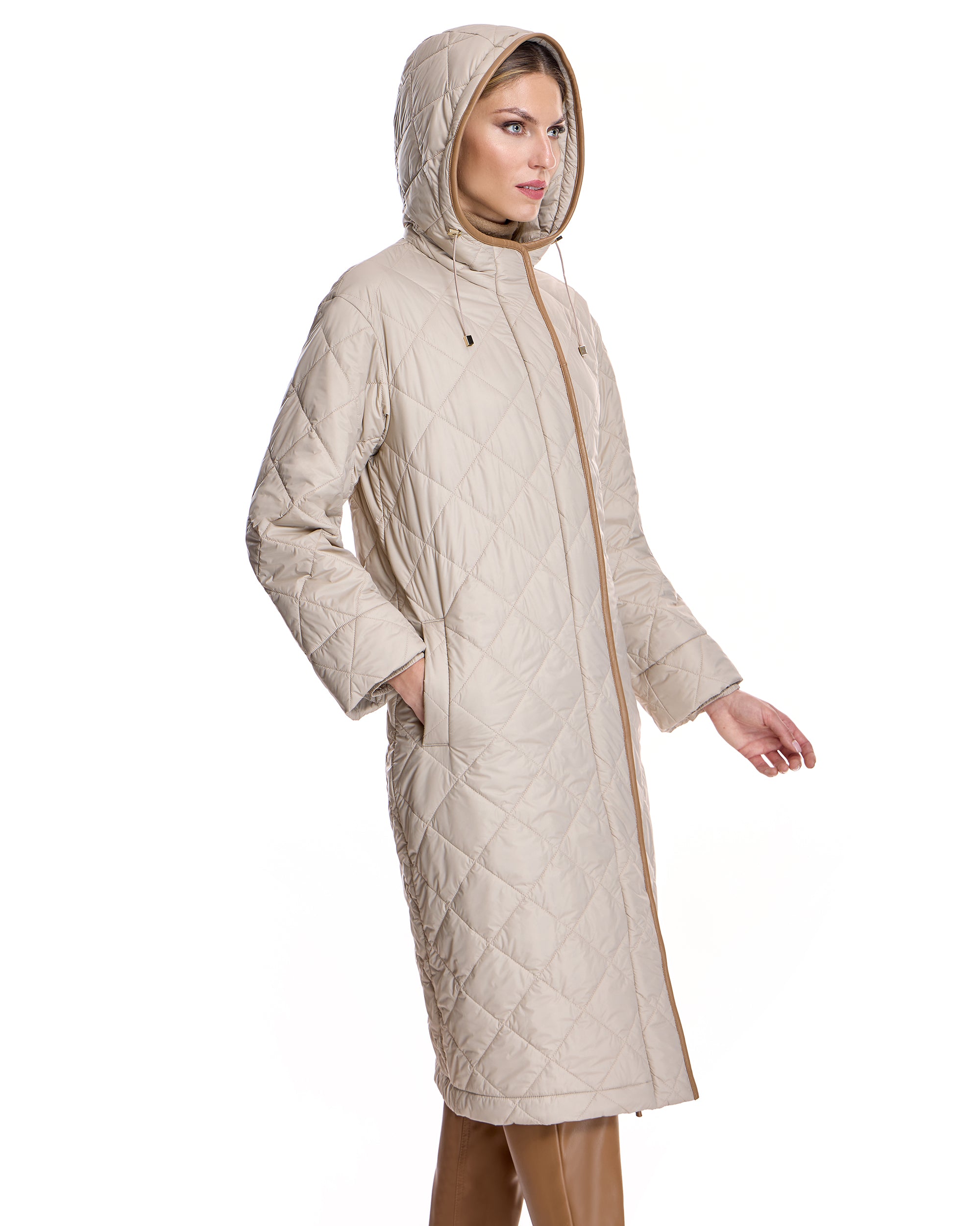 Quilted Cashmere Blend Coat