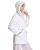 Wool blend Parka with Mink Trim