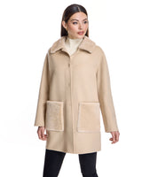 Woolblend Walking Coat with Shearling Trim-Maximilian