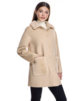 Woolblend Walking Coat with Shearling Trim-Maximilian