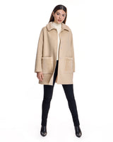 Woolblend Walking Coat with Shearling Trim-Maximilian