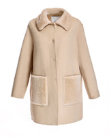 Woolblend Walking Coat with Shearling Trim-Maximilian