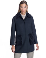 Woolblend Walking Coat with Shearling Trim-Maximilian