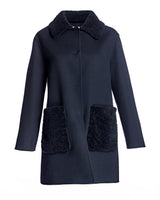 Woolblend Walking Coat with Shearling Trim-Maximilian