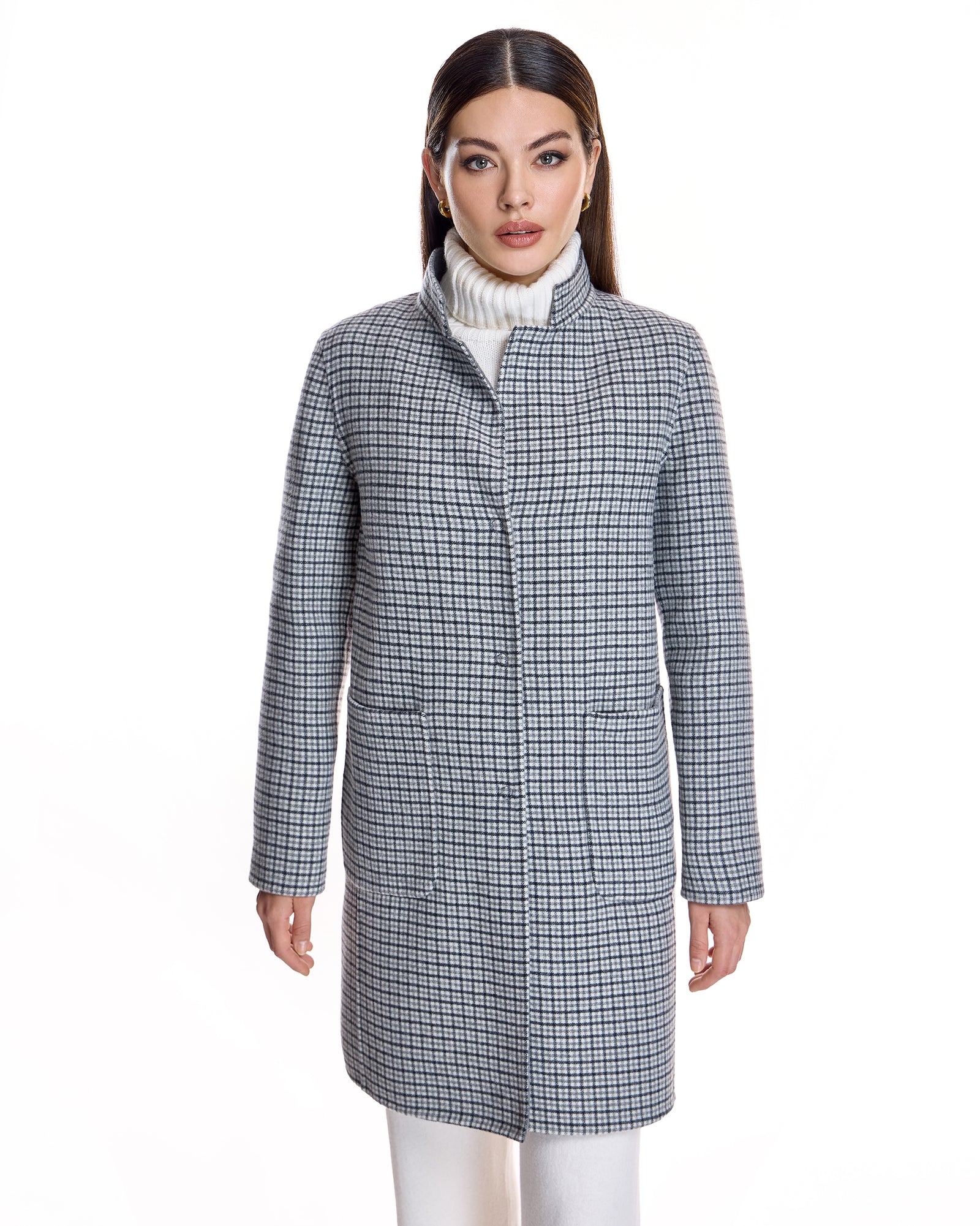 Microcheck Cashmere Coat