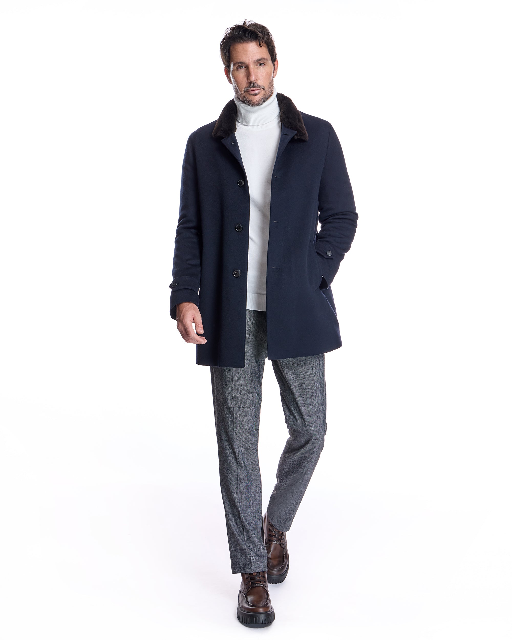 Men's Cashmere Jacket with Nutria Lining