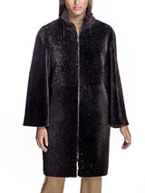 Shearling Lamb Coat with Knit Collar-Maximilian