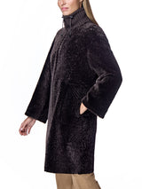 Shearling Lamb Coat with Knit Collar-Maximilian