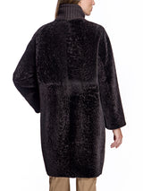 Shearling Lamb Coat with Knit Collar-Maximilian
