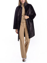 Shearling Lamb Coat with Knit Collar-Maximilian