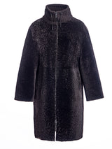 Shearling Lamb Coat with Knit Collar-Maximilian