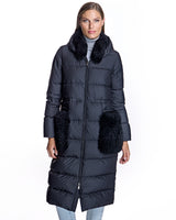 Nylon Down Filled Coat with Goat Trims - Maximilian