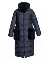 Nylon Down Filled Coat with Goat Trims - Maximilian