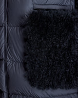 Nylon Down Filled Coat with Goat Trims - Maximilian
