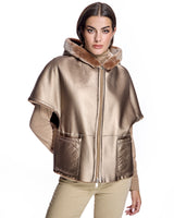 Reversible Short Sleeve Shearling Lamb Hooded Cape