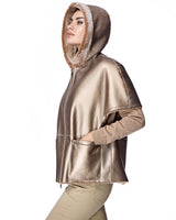 Reversible Short Sleeve Shearling Lamb Hooded Cape