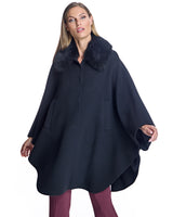 Loro Piana Cashmere Blend Cape with Cashmere Goat Collar-Maximilian