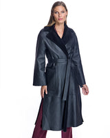 Belted Shearling Lamb Coat with Notch Collar-Maximilian