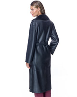 Belted Shearling Lamb Coat with Notch Collar-Maximilian