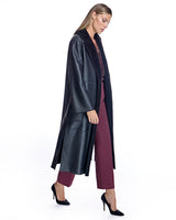 Belted Shearling Lamb Coat with Notch Collar-Maximilian