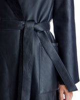 Belted Shearling Lamb Coat with Notch Collar-Maximilian