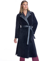 Belted Shearling Lamb Coat with Notch Collar-Maximilian