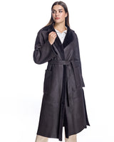 Belted Shearling Lamb Coat with Notch Collar-Maximilian