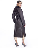 Belted Shearling Lamb Coat with Notch Collar-Maximilian