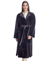 Belted Shearling Lamb Coat with Notch Collar-Maximilian