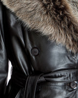 Leather Belted Jacket with Toscana Lamb Collar-Maximilian