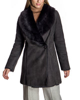 Shearling Lamb Buttoned Wrap Coat-Maximilian
