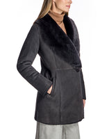 Shearling Lamb Buttoned Wrap Coat-Maximilian