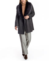 Shearling Lamb Buttoned Wrap Coat-Maximilian