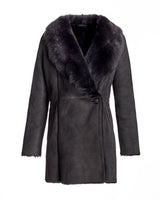 Shearling Lamb Buttoned Wrap Coat-Maximilian