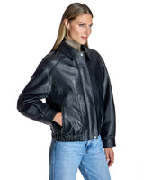Women's Cropped Leather Jacket-Maximilian