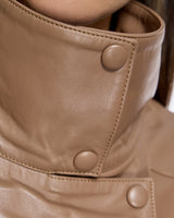 Maximilian Women's Funnel neck Leather Jacket Maximilian